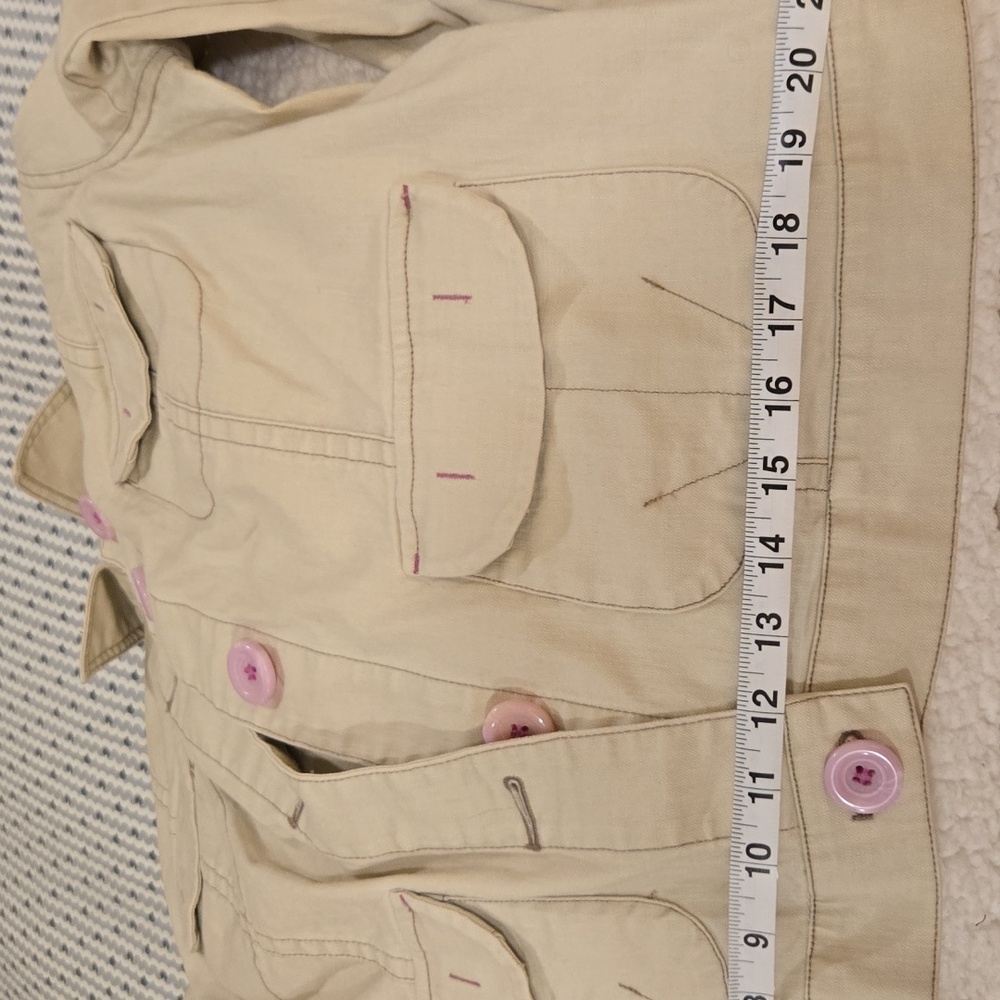 Sigrid Olsen NWOT Ivory Denim Jacket, Pink Buttons, Pink Detail On Back - Picture 11 of 11